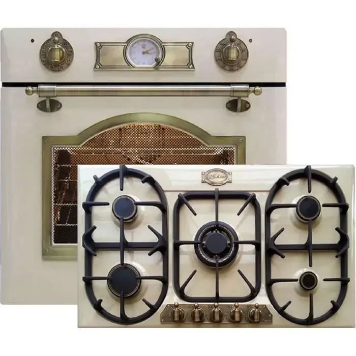 Cuisinière encastrable Kaiser Empire Ensemble four et plaque encastrables ivoire rétro Four gaz 60cm EG 6345+KG 9325 plaque gaz 90cm