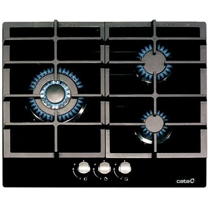 Cuisinière gaz 60 cm - CATA - LCI6021BK - 3 brûleurs - Four à chaleur tournante - Noir - 60 cm - 58 x 50 x 55 cm