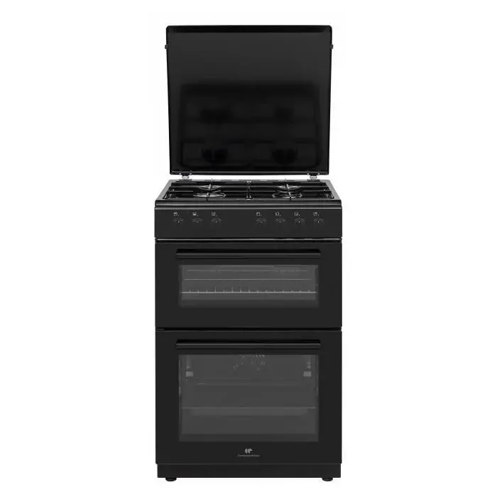 Cuisinière gaz CONTINENTAL EDISON CECDF6060B1 - 4 feux - noir - L60 xP60 x H90 cm