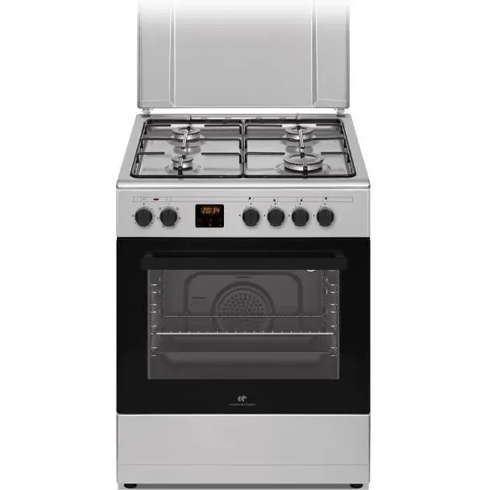 Cuisinière gaz CONTINENTAL EDISON CECG60FCS1 - 4 feux - L598 x P61 xH83cm- Silver