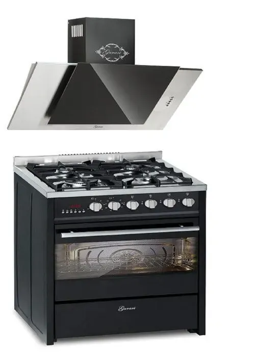 Cuisinière gaz pose libre 60 cm GURARI GCH E 610 BL+GCH S 482 60 IS - Four électrique 60 L - Laqué noir - 60 cm