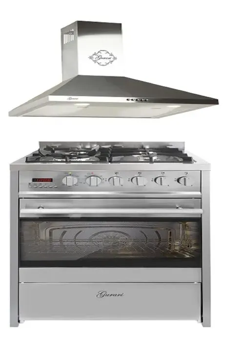 Cuisinière gaz pose libre 60 cm GURARI GCH E 610 X - Four électrique 60 L - Hotte aspirante 1000m³/h - Inox 60 cm