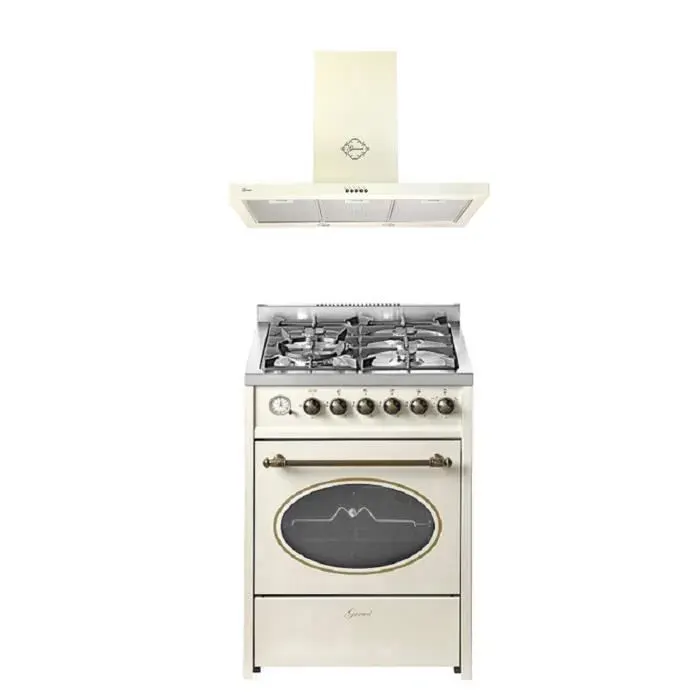 Cuisinière gaz pose libre 60 cm GURARI GCH G 614 CR - 4 Kw WOK - Multifonctionnel + hotte aspirante GCH F 461 BG 9