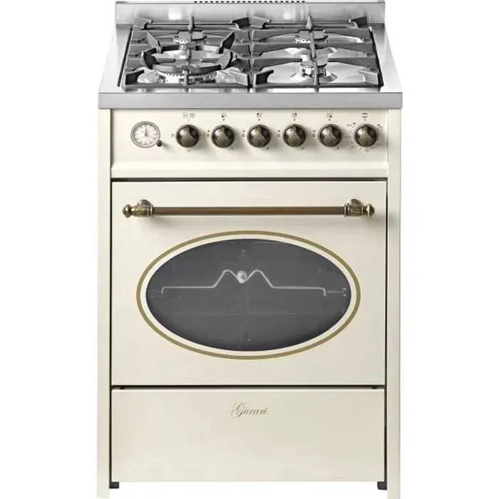Cuisinière gaz pose libre 60 cm GURARI GCH G 614 CR Style retro • Four électrique multifunction • 4 brûleurs Wok