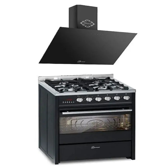 Cuisinière gaz pose libre 90 cm GURARI GCH E 610 BL - Four électrique 60 L - Hotte aspirante 1000 m³/h - Noir