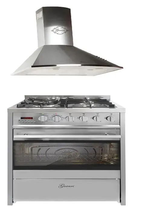 Cuisinière gaz pose libre 90 cm GURARI GCH E 610 X - Four électrique 60 L - Hotte aspirante 60 cm - Inox