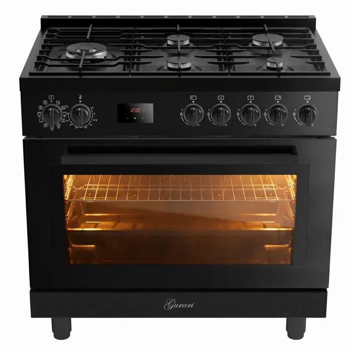 Cuisinière gaz pose libre 90 cm GURARI GCH E 818 BL - Four multifonction 126 L - 5 brûleurs (Wok 4 kW) - Air Fry