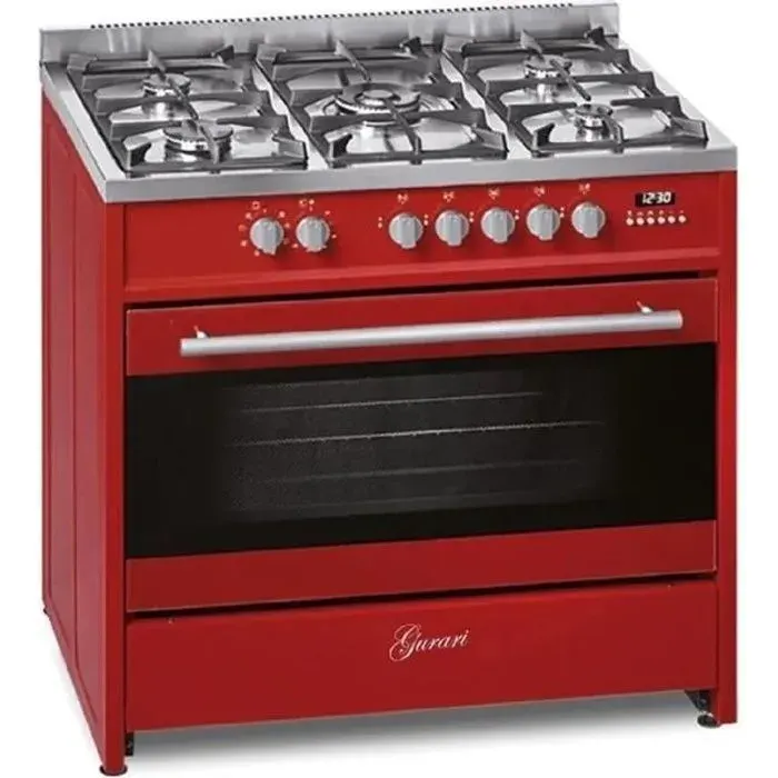 Cuisinière gaz pose libre 90 cm Gurari GCH E 911 R - Rouge - Four XXL 121 L