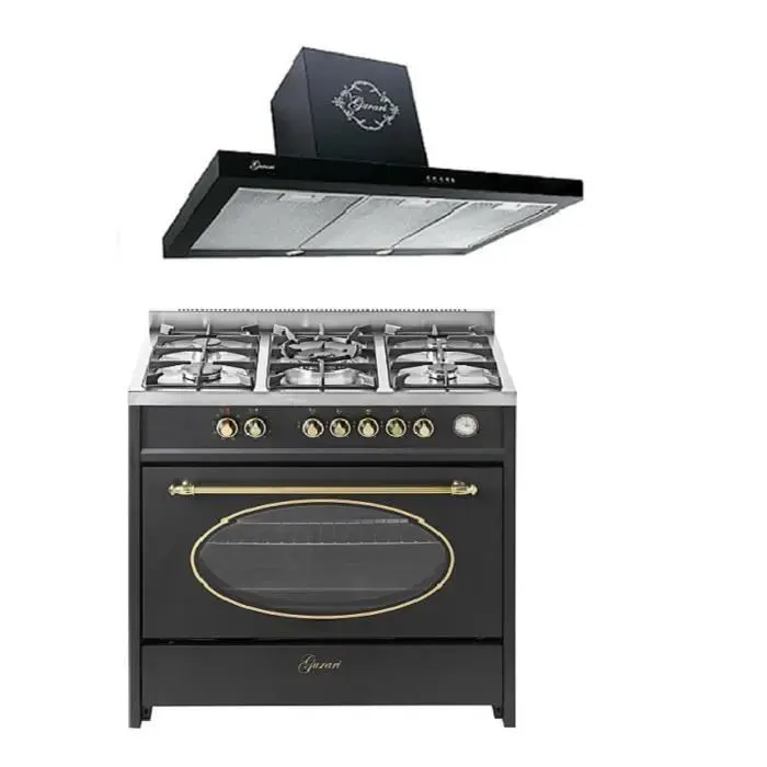 Cuisinière gaz pose libre 90 cm GURARI GCH E 914 BL - 8 fonctions - 5 brûleurs - Four XXL 121L + Hotte GCH F 461 BL 9