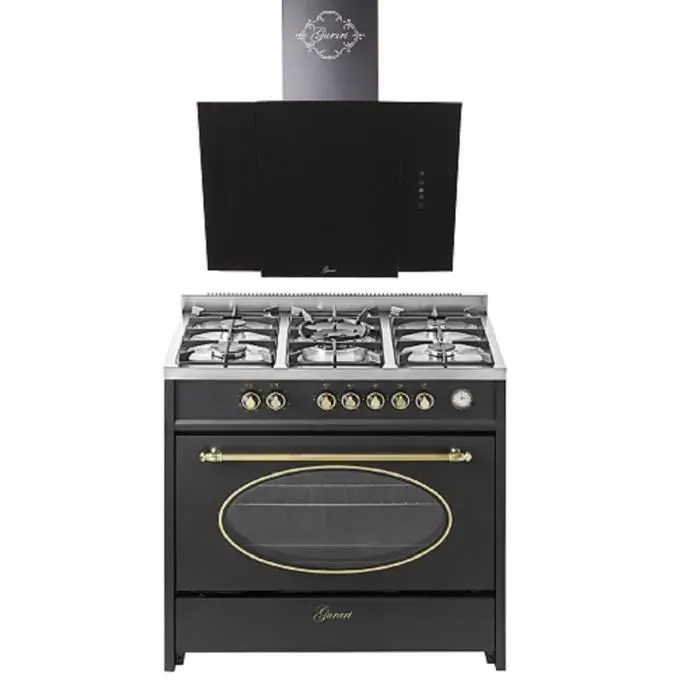 Cuisinière gaz pose libre 90 cm GURARI GCH E 914 BL - 8 fonctions - Hotte aspirante 90 cm - Four XXL 121 L