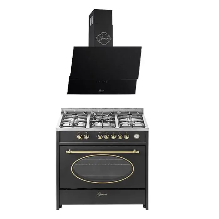 Cuisinière gaz pose libre 90 cm GURARI GCH E 914 BL Four électrique multifunction 121L - Hotte aspirante 90cm