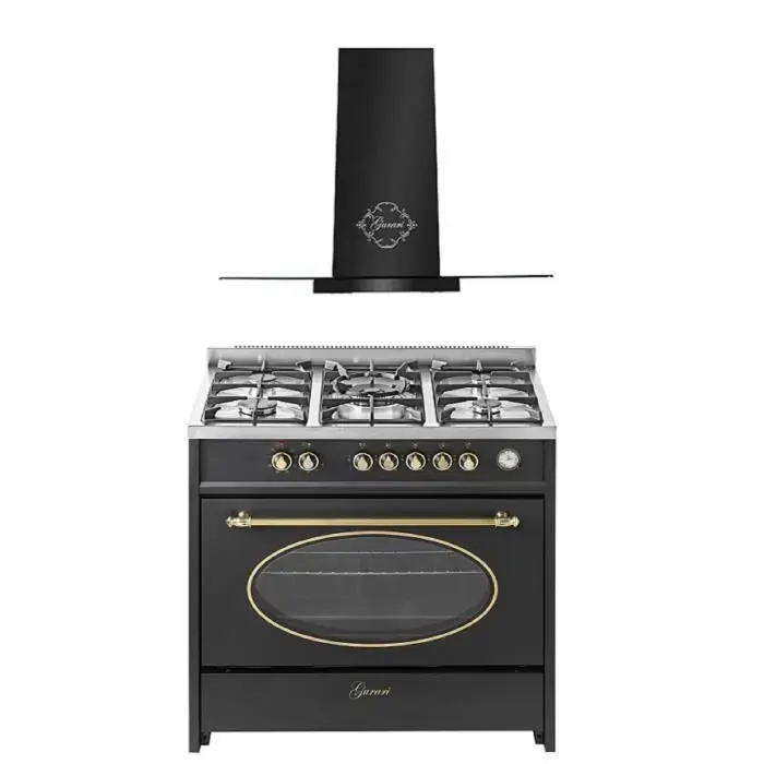 Cuisinière gaz pose libre 90 cm GURARI GCH E 914 BL r+GCH T 466 90 BL PRIME+hotte aspirante 90cm