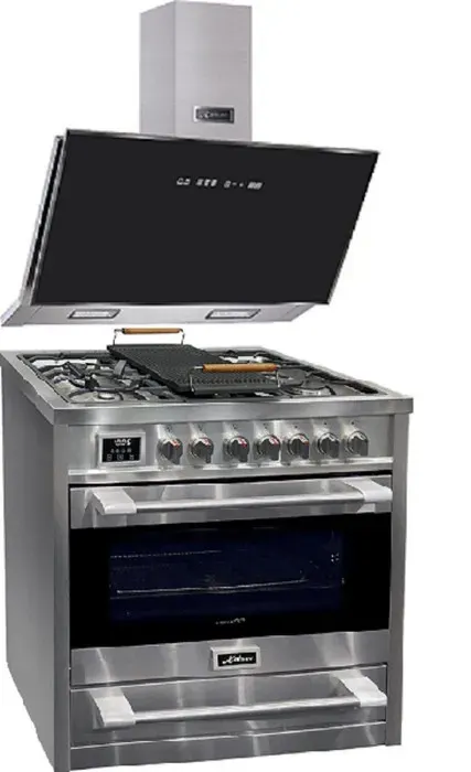 Cuisinière gaz pose libre 90 cm Kaiser HGE 93505 S - 5 foyers - Four électrique multifonctions - Hotte 90 cm