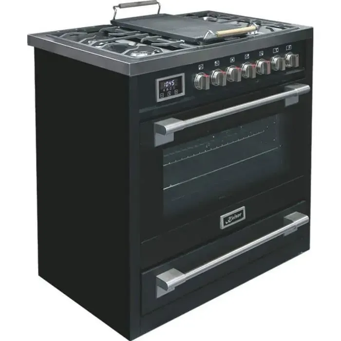 Cuisinière gaz pose libre 90 cm Kaiser HGE 93505 S Style retro • Four électrique multifunction 115L - Anthracite/Inox