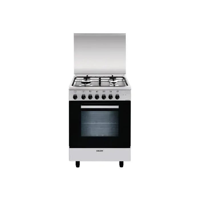 Cuisinière Glem Alpha A654MI6 - Largeur 60 cm - Profondeur 50 cm - Hauteur 140 cm - Classe A - Acier inoxydable