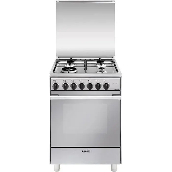 Cuisinière Glem U664MI - Acier inoxydable - Cuisinière à gaz - Gauche
