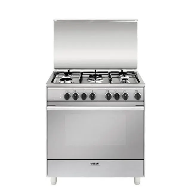 Cuisinière - Glem - U855MI6 - Acier inoxydable - 5 brûleurs - Four électrique 84L
