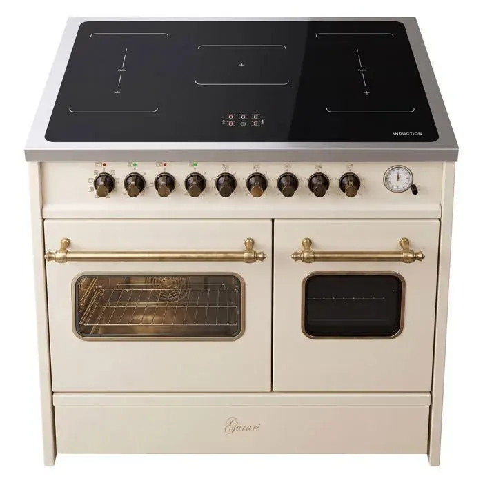 Cuisinière induction 90 cm - GURARI - GCH E 913 DF CR - 5 zones (2 Flex) - Double four multifonction - Beige