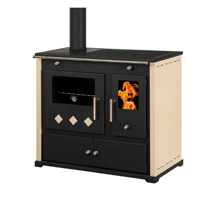 Cuisinière Practik Eco 95 kW Ivory gauche Four & fonte