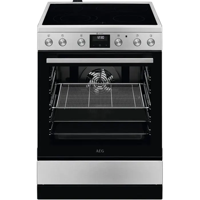 Cuisinière vitrocéramique acier inoxydable - AEG - 4 zones Hi-Light - Four électrique - Gril électrique