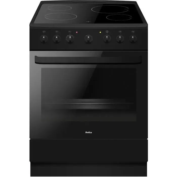 Cuisinière vitrocéramique - AMICA - ACV6003RN - 4 feux - 1500 W - 60 cm - Noir