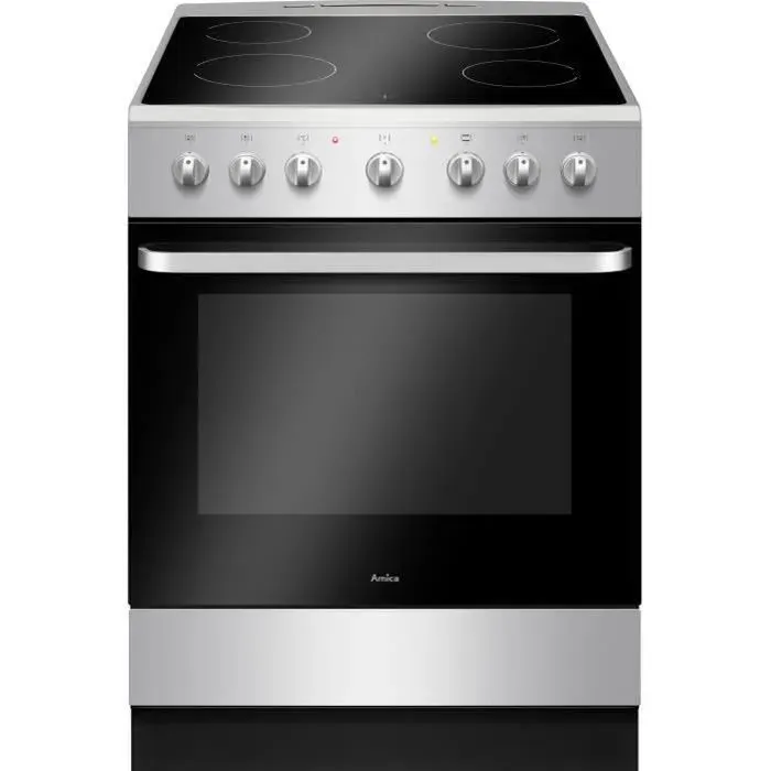 Cuisinière vitroceramique - AMICA - ACV6003S - 4 feux - 7800 W - Silver
