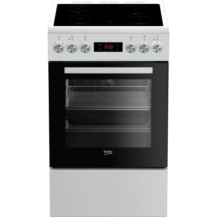 Cuisinière vitrocéramique - BEKO - FSE57302GWC - 4 feux - 50cm — coloris Blanc