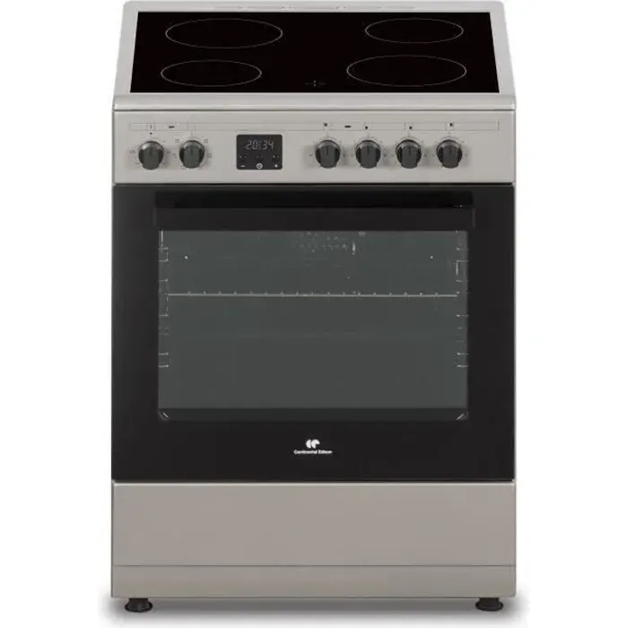 Cuisinière vitrocéramique CONTINENTAL EDISON CECV60FCS - 4 feux - L588 xP61 xH83 cm - Silver