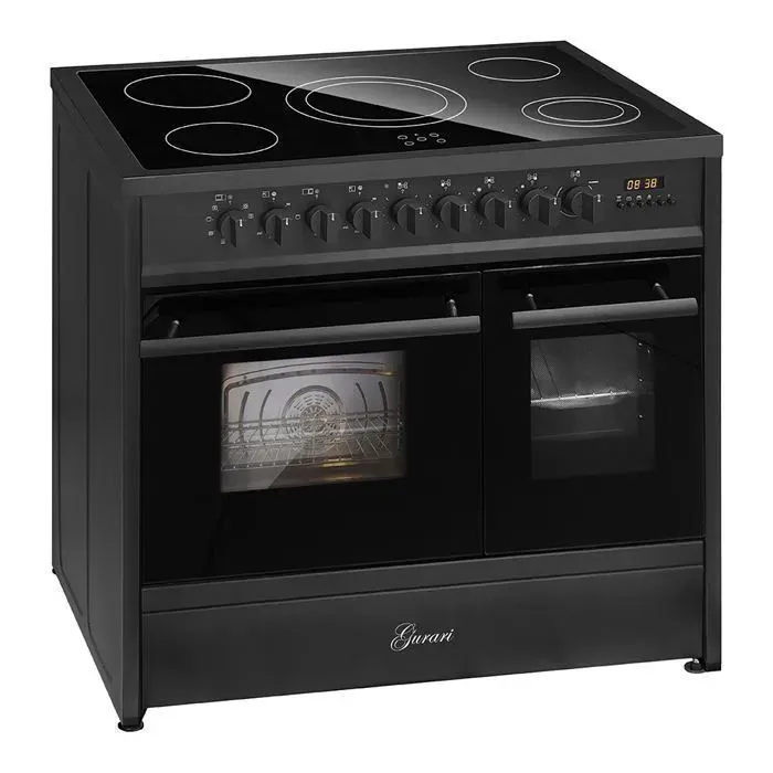 Cuisinière vitrocéramique - GURARI - GCH E 912 DF BL - 90 cm - Double four électrique - Noir