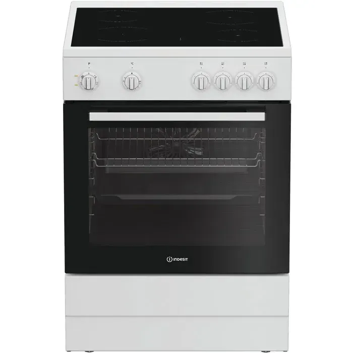 Cuisinière Vitrocéramique - Indesit - I6V5KCW - 4 Foyers - Four Électrique - Blanc