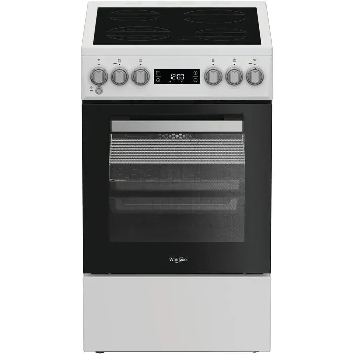 Cuisinière vitrocéramique - WHIRLPOOL - W5V5LCW - 4 foyers - 7900 W - L50 cm - Blanc