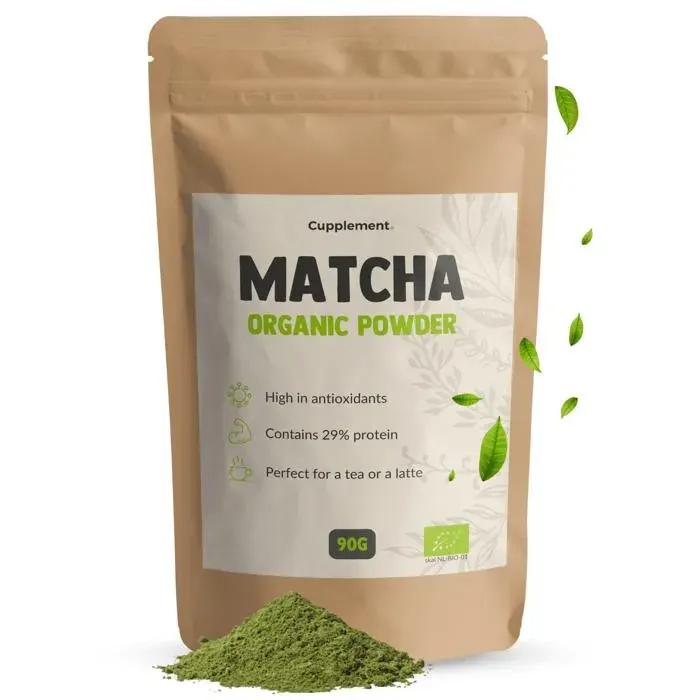 Cupplement Thé Matcha en Poudre 90 Grammes Bio - Sans Fouet & Batteur en Bambou - Culunaire - Kit de