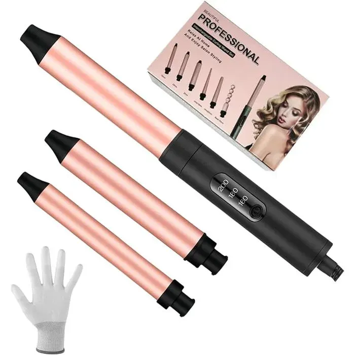 Curling Iron3 in 1 Hair Curler160/180/200°C PTC Ceramic CurlerAdjustable TemperatureCurling Iron Pink 3 in 1 FER A FRISER