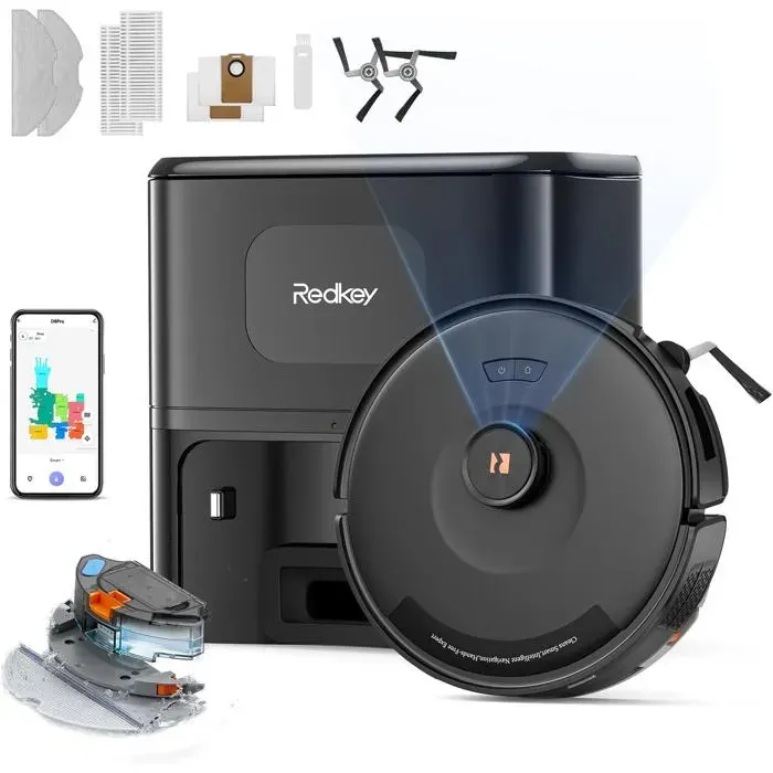 D8 Pro Robot Aspirateur Laveur38000Pa Robot Aspirateur Avec Station DAspiration 4LAnti-Enroulement Des PoilsLidarRobot 4-En-1