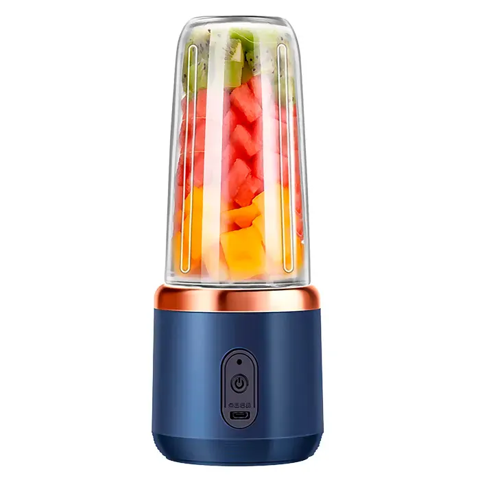 DAM Batteur électrique double J001 portable et rechargeable 400ml 6 lames en acier 21.000rpm et arrêt automatique. 8x8x185 cm. — coloris Bleu