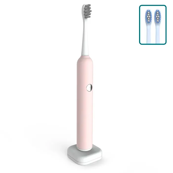 DAM Brosse à dents électrique avec batterie rechargeable et 3 têtes. Charge sans fil inductive. 21x25x25 Cm. Couleur : Rose