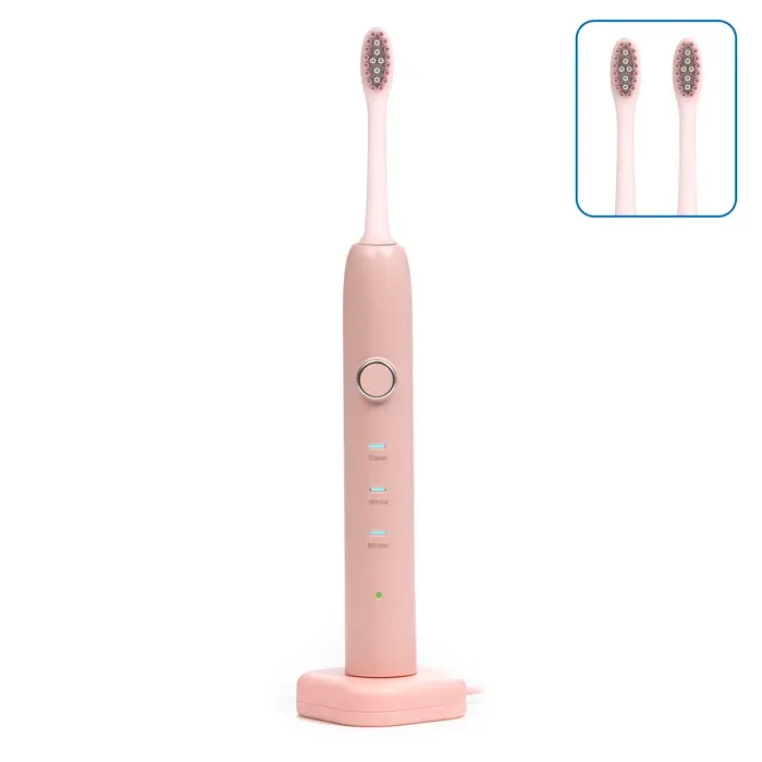 DAM Brosse à dents électrique avec batterie rechargeable et tête. Charge sans fil inductive. 22x3x3 Cm. Couleur: Rose Clair