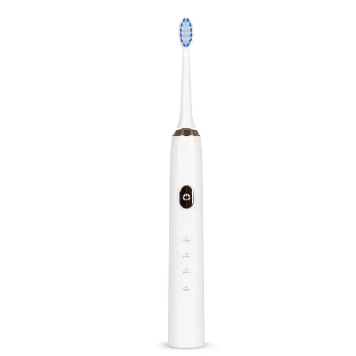 DAM Brosse à dents électrique sonique ET01. Modes nettoyer polir et blanchir. Comprend 2 têtes. 28x28x19 Cm. Couleur : Blanc