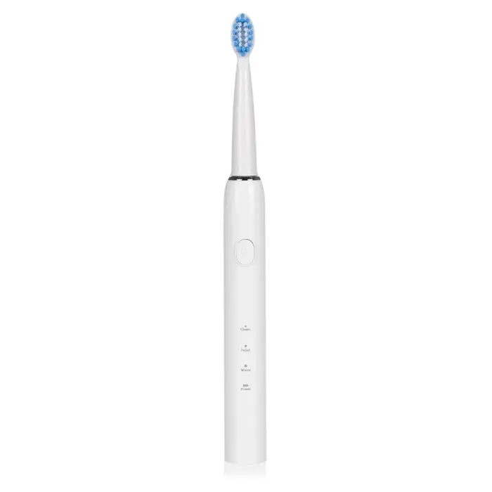 DAM Brosse à dents électrique sonique ET02. Modes nettoyer polir et blanchir. Comprend 4 têtes. 21x21x19 Cm. Couleur : Blanc
