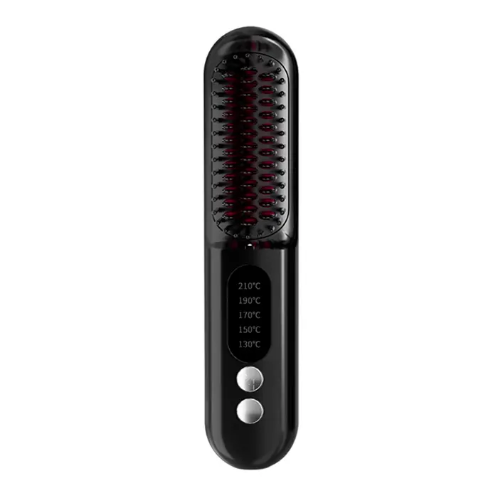 DAM Brosse électrique lissante aux ions négatifs avec 5 réglages de température de 130 C à 210 C. 45x45x21 Cm. Couleur : Noir