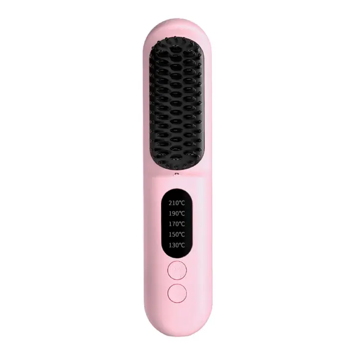 DAM Brosse lissante électrique à ions négatifs avec 5 réglages de température de 130 C à 210 C. 45x45x21 Cm. Couleur : Rose