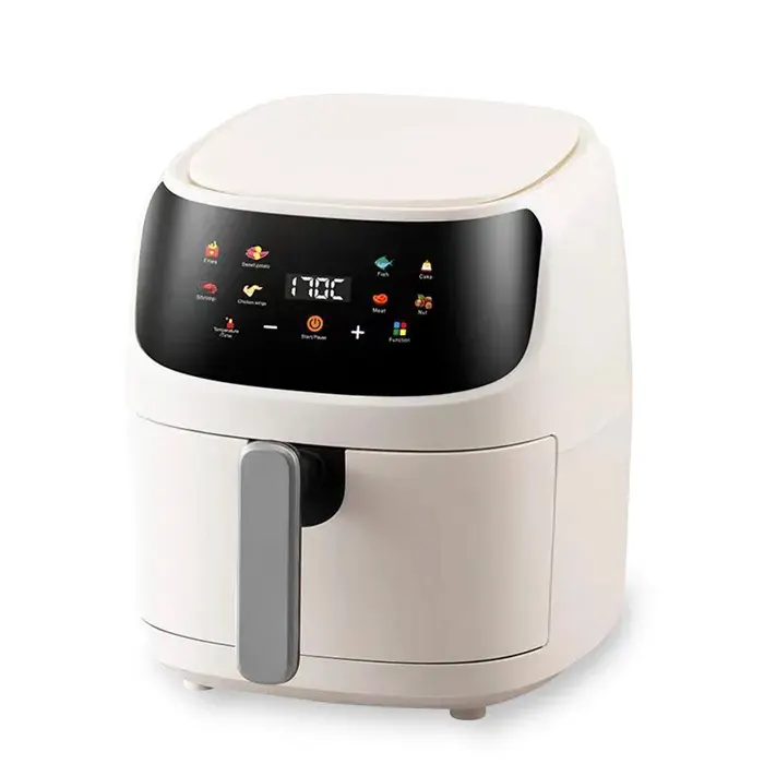 DAM Friteuse à air 8L 1400W. Panneau tactile 8 programmes de cuisson modes manuels grille antiadhésive. 28x26x32 Cm. Blanc