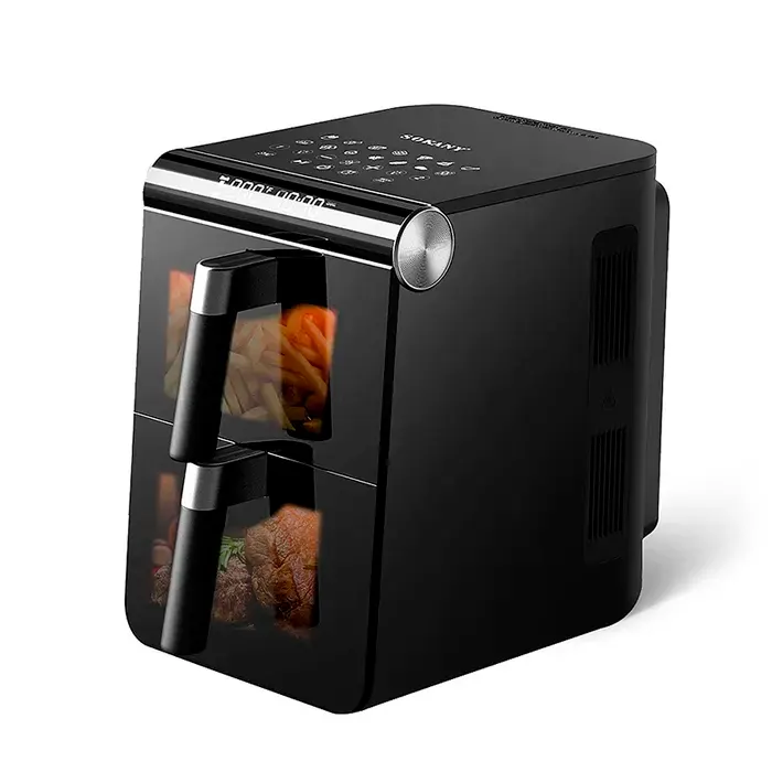 DAM Friteuse à air avec double compartiment de 65L. 1700W+1700W de puissance. 25x43x415 Cm. Couleur : Noir