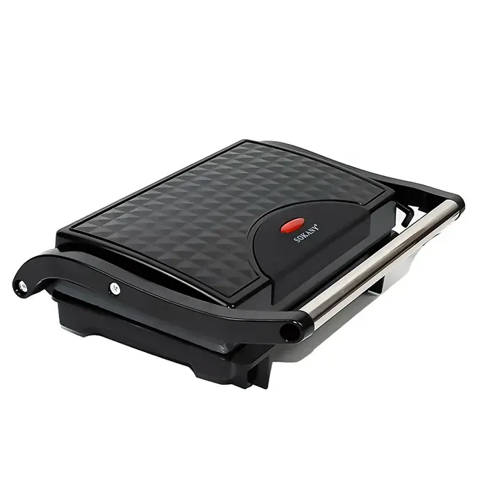 DAM Gril de 1200W. Double plaque de cuisson antiadhésif. 275x24x85 Cm. Couleur : Noir