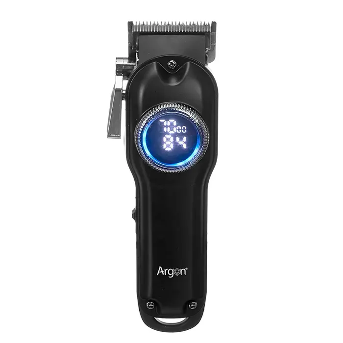 DAM Machine à couper les cheveux avec écran LCD et batterie rechargeable de 2000mAh. Inclut 4 Peignes (3-6-10-13mm). 55x5x18 cm — coloris Noir
