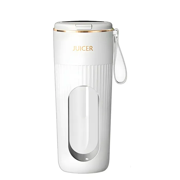 DAM Mini mixeur portable de 340ml avec 10 lames en acier écran LCD et démarrage de sécurité par double clic. 9x9x215 cm. Blanc