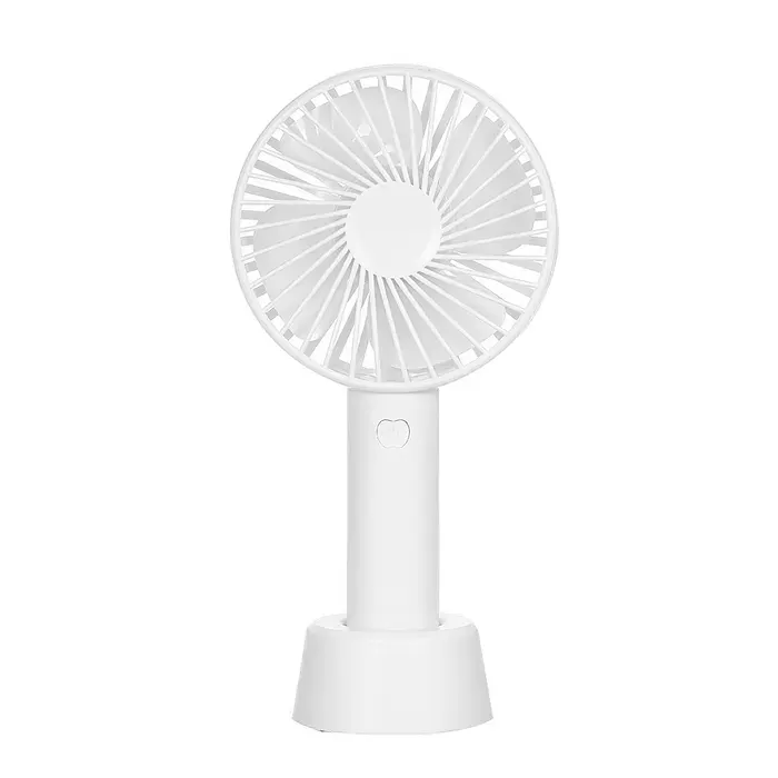 DAM Mini ventilateur portable avec batterie et support de bureau. 11x4x22 cm. Couleur : Blanc