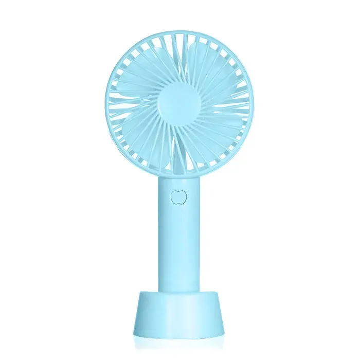 DAM Mini ventilateur portable avec batterie et support de bureau. 11x4x22 Cm. Couleur : Bleu Clair