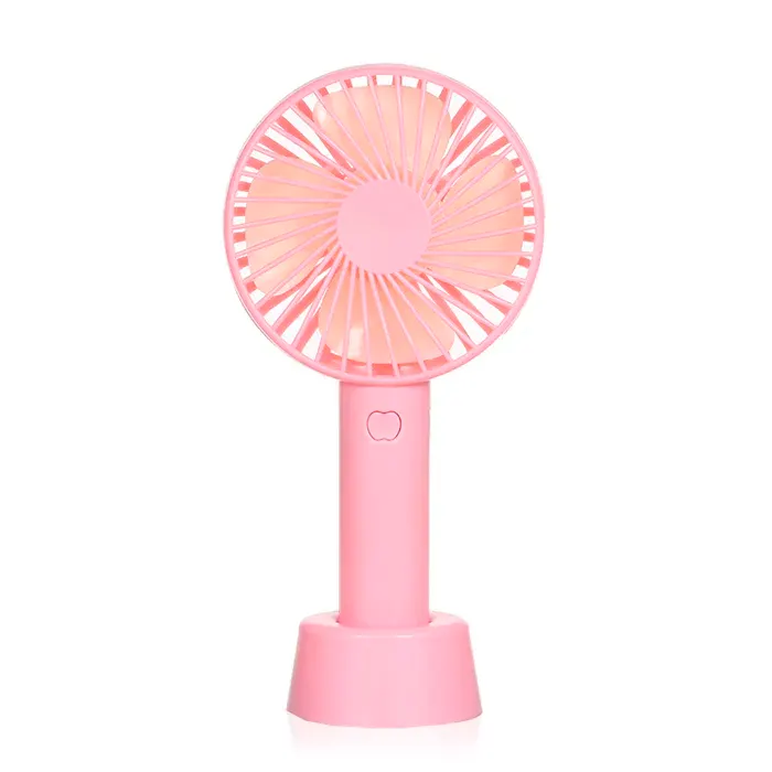 DAM Mini ventilateur portable avec batterie et support de bureau. 11x4x22 cm. Couleur : Rose clair