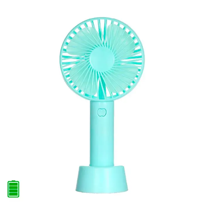 DAM Mini ventilateur portable avec batterie rechargeable et base de table. 11x4x22 cm. Couleur : Bleu Clair